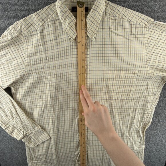 Faconnable Button Up Shirt Men Long Sleeve Yellow Check Pocket USA Made 16 XL - Picture 3 of 16